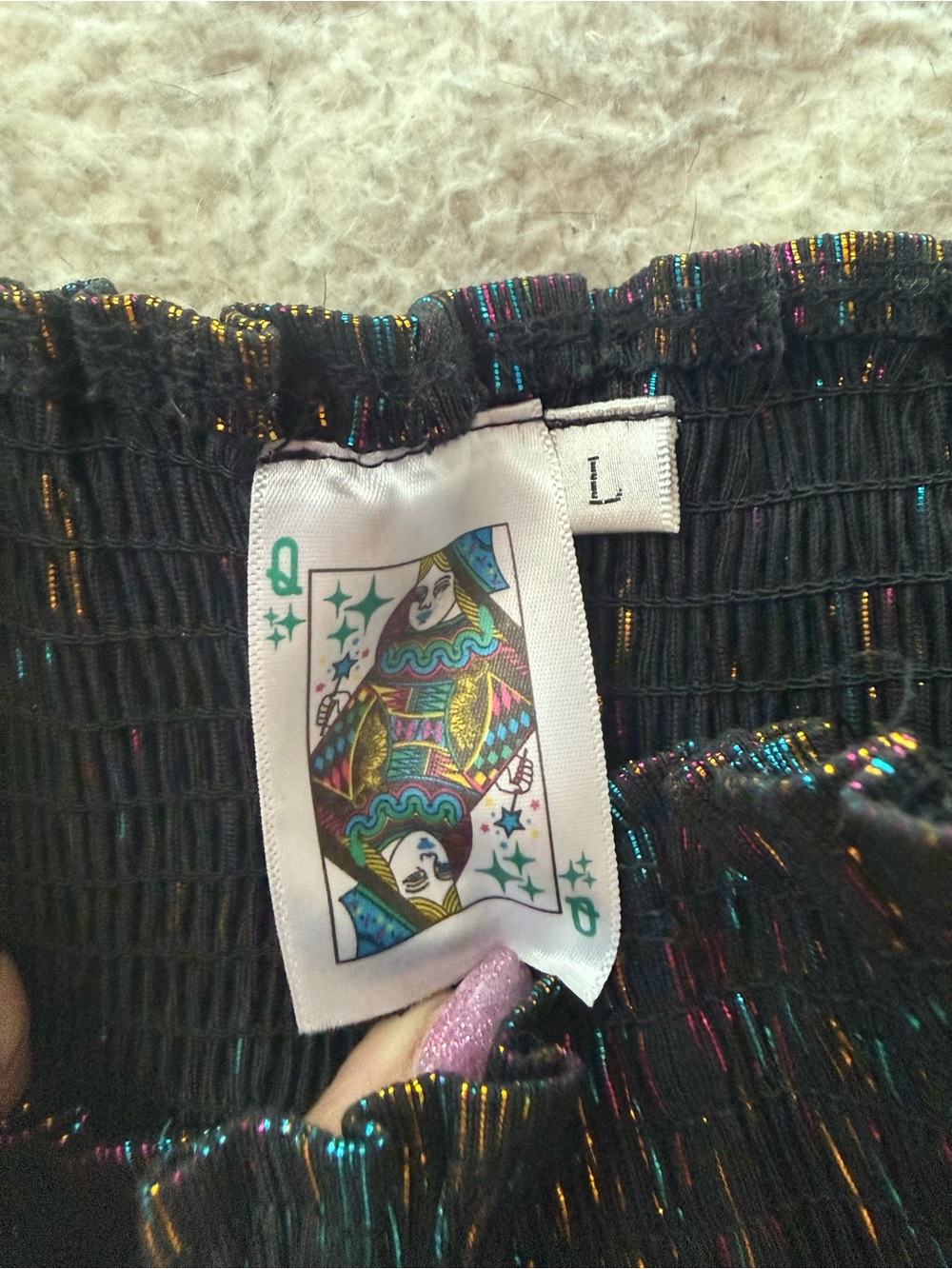 👑✨ Queen of Sparkles Multicolor Shimmer Shorts | Size Large | NWOT - Picture 3 of 6